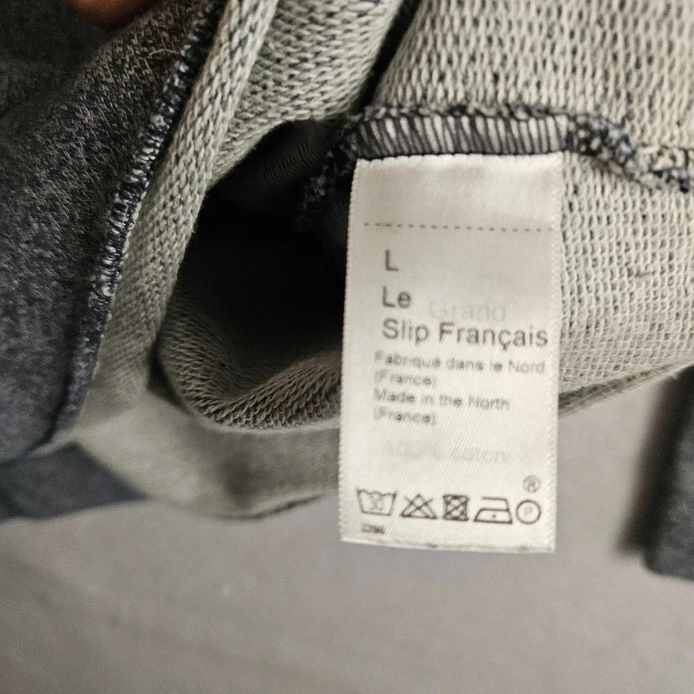 Le Slip Francais Mens Grey Cotton Skier Patch Sweatshirt Made in France Large